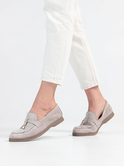 картинка Лоферы лоферы ED'ART 170.2614'be. Каменный замша от интернет магазина