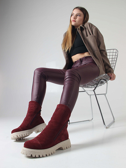 картинка Ботинки ED'ART 233.1541'be. Бордо замша от интернет магазина