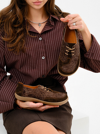 картинка Босоногие туфли ED'ART 188.nata'br.Коричневый джангл+коричневая замша от интернет магазина