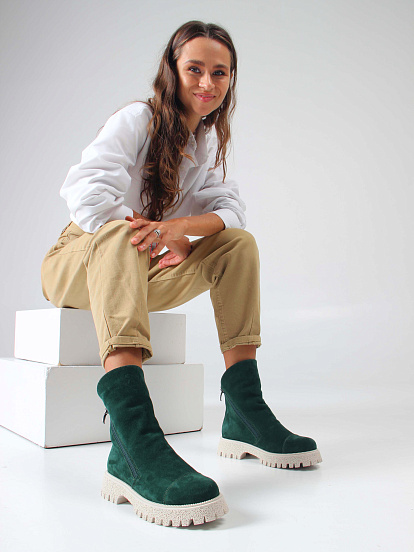 картинка Ботинки ED'ART 233.1541'be. Зеленый замша от интернет магазина