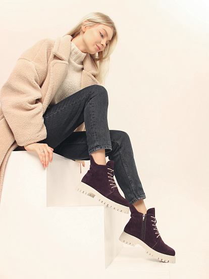 картинка Ботинки ED'ART 228.V.1541'be. сливовая замша от интернет магазина