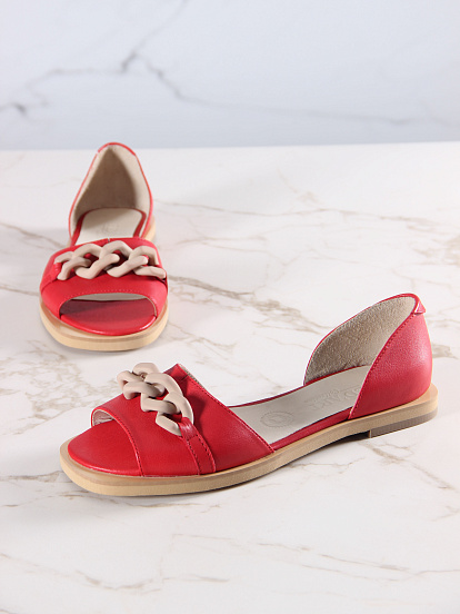 картинка Босоножки ED'ART 1024Z.110Z'bе. Красный+бежевый от интернет магазина