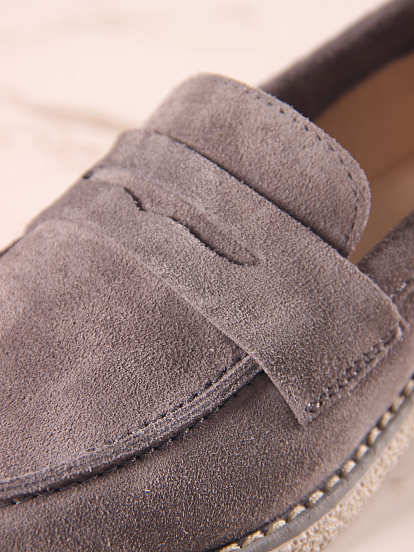 картинка Лоферы ED'ART 176.rose'gr. серый замок замша от интернет магазина