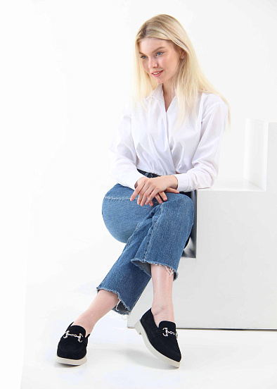 картинка Лоферы туфли ED'ART 172.1841'be. черная замша от интернет магазина