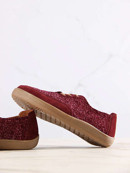 картинка Босоногие туфли ED'ART 188.nata'br.Бордовый джангл+бордовая замша от интернет магазина
