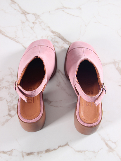 картинка Сабо ED'ART 5133.23663'br.Розовая замша+коричневый от интернет магазина