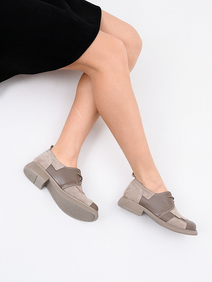 картинка Полуботинки туфли ED'ART 205.патриция'ka.Ваниль замша+тауп майами от интернет магазина