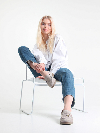 картинка Лоферы лоферы ED'ART 170.2614'be. Каменный замша от интернет магазина