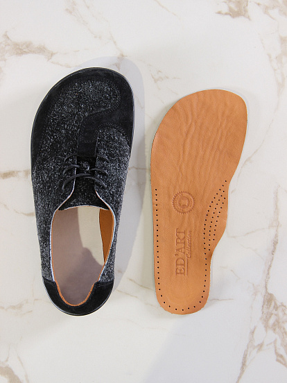 картинка Босоногие туфли ED'ART 188.nata'bl.Черный джангл+черная замша от интернет магазина