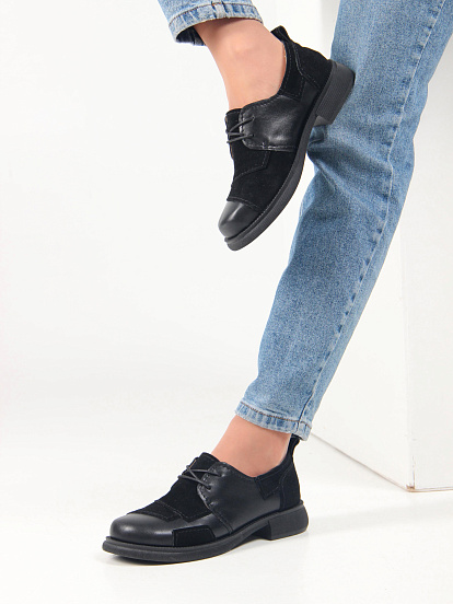 картинка Полуботинки туфли ED'ART 205.патриция'bl. черный черная замша от интернет магазина