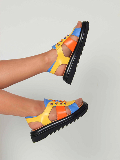 картинка Босоножки ED'ART 2029.2525'bl. Желтый синий оранжевый от интернет магазина