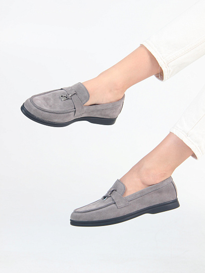 картинка Лоферы туфли ED'ART 170.2614'bl. Серый замок замша от интернет магазина