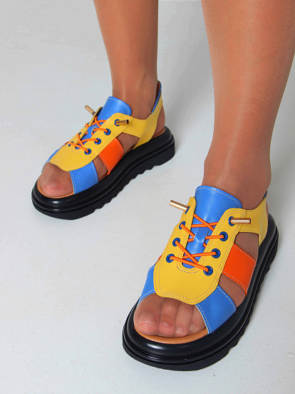 картинка Босоножки ED'ART 2029.2525'bl. Желтый синий оранжевый от интернет магазина