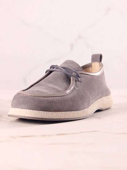 картинка Мокасины ED'ART 191.1607'be. серый замок замша от интернет магазина