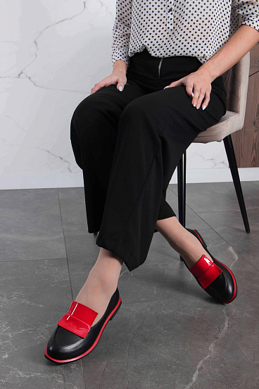 картинка Лоферы туфли ED'ART 118.Viсtoria'bl.Черный-красный от интернет магазина