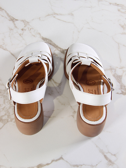 картинка Босоножки ED'ART 5035.23663'bе. Вакса белый+коричневый от интернет магазина