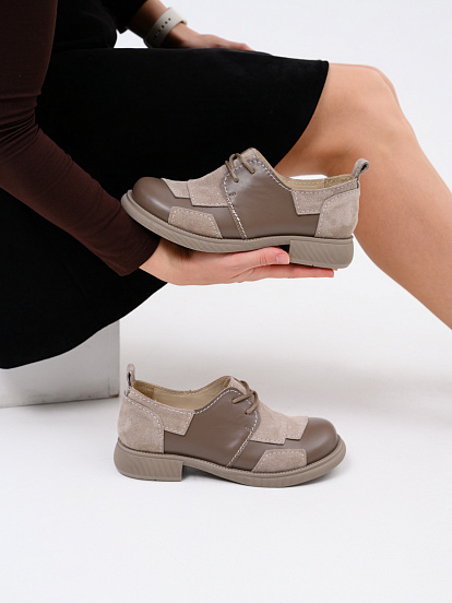 картинка Полуботинки туфли ED'ART 205.патриция'ka.Ваниль замша+тауп майами от интернет магазина