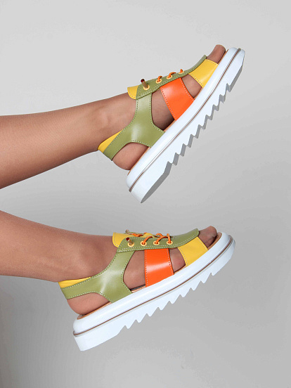 картинка Босоножки ED'ART 2029.2525'w. Авокадо желтый оранжевый от интернет магазина