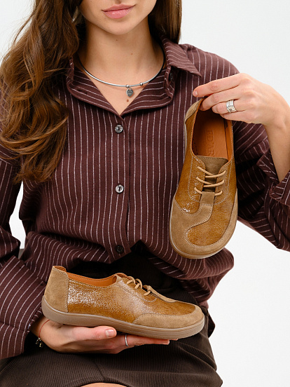 картинка Босоногие туфли ED'ART 188.nata'br.Карамельный наплак+карамельная замша от интернет магазина