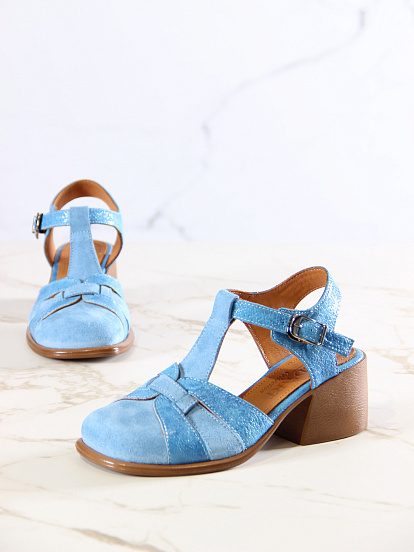картинка Босоножки ED'ART 5038.23663'bе.Голубой наплак+голубая замша от интернет магазина