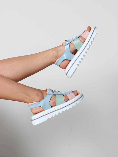 картинка Босоножки ED'ART 2029.2525'w. Голубой розовый мята от интернет магазина