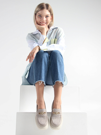 картинка Лоферы туфли ED'ART 173.1453'be. каменный замша от интернет магазина